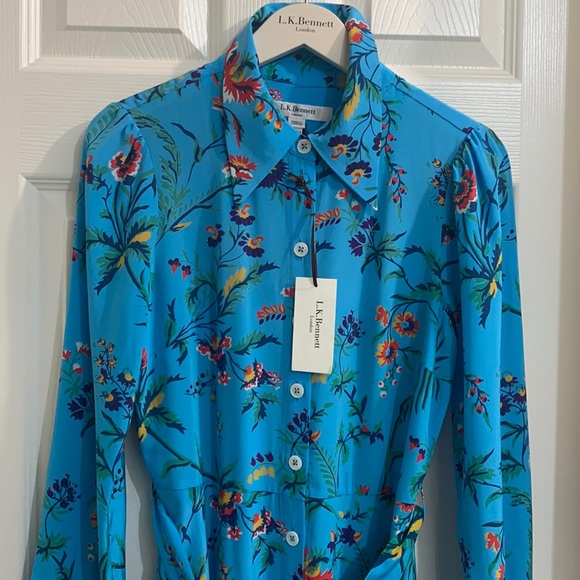 lk bennett shirt dress Evia Long Sleeve Silk Dress (Women)